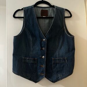 American eagle Dark Blue Denim Button Front Vest